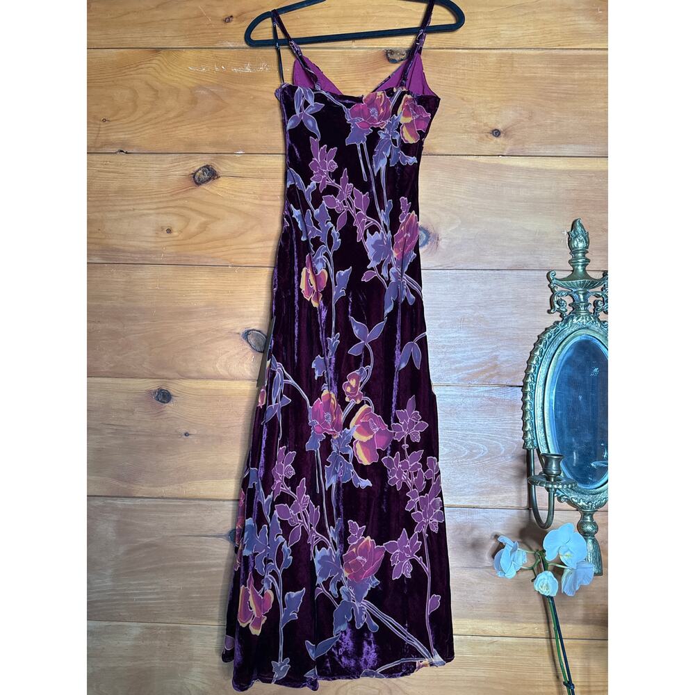 NWT Lulus Divine Allure Burgundy Floral Burnout Velvet Midi Dress Gala Size XS - Picture 6 of 8